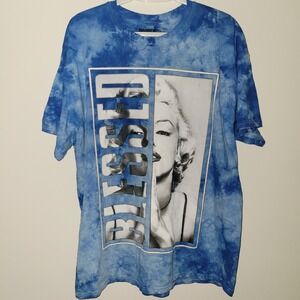 Proper Tees Marilyn Monroe Blessed Tie Dye Short Sleeve T-Shirt Size XL Blue